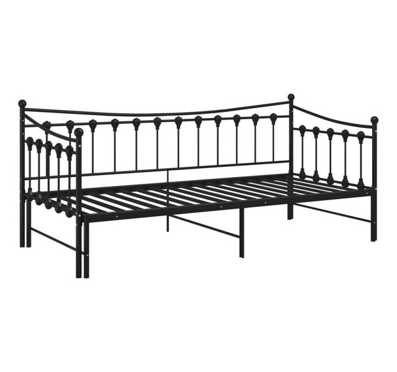 vidaXL Gästebett Ausziehsofa Bettgestell Schwarz Metall 90x200 cm Einzelbett Bettrahmen von vidaXL