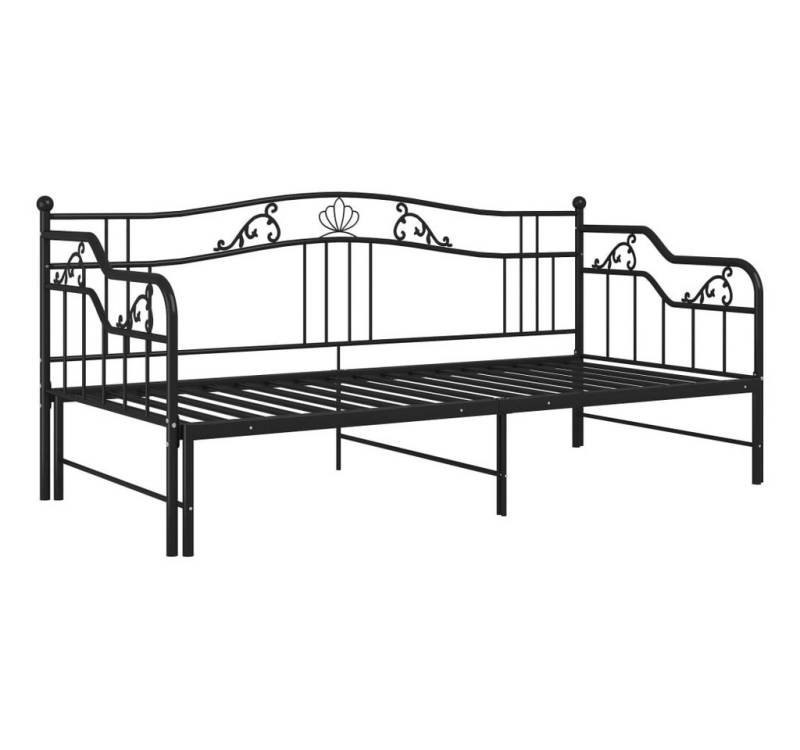 vidaXL Gästebett Ausziehsofa Bettgestell Schwarz Metall 90x200 cm Einzelbett Bettrahmen von vidaXL