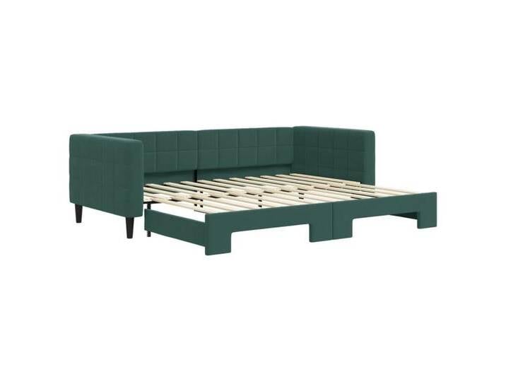 vidaXL Gästebett Gästebett Tagesbett Ausziehbar Dunkelgrün 90x200 cm Samt Bett Bettgest, grün von vidaXL