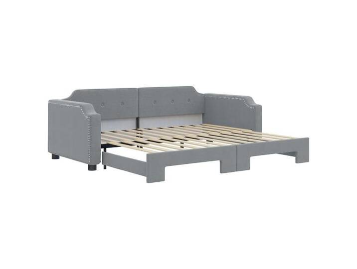vidaXL Gästebett Gästebett Tagesbett Ausziehbar Hellgrau 90x200 cm Stoff Bett Bettgeste, grau von vidaXL