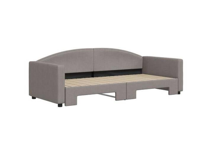 vidaXL Gästebett Gästebett Tagesbett Ausziehbar Taupe 90x200 cm Stoff Bett Bettgestell, grau von vidaXL
