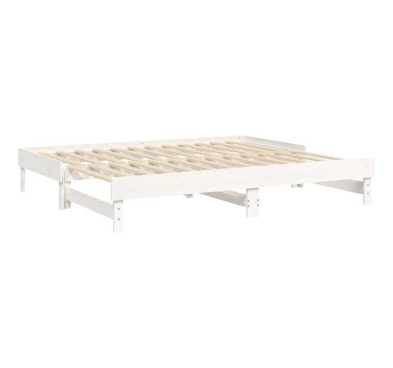 vidaXL Gästebett Gästebett Tagesbett Ausziehbar Weiß 2x90x200 cm Massivholz K Bett Bett von vidaXL