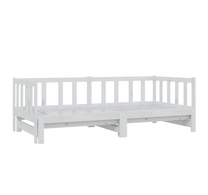 vidaXL Gästebett Gästebett Tagesbett Ausziehbar Weiß 2x90x200 cm Massivholz Kiefer Bett von vidaXL