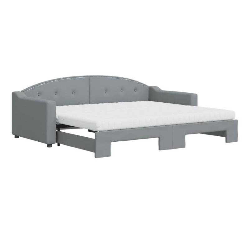 vidaXL Gästebett Gästebett Tagesbett Ausziehbar mit Matratze Hellgrau 90x200 cm Stoff B von vidaXL