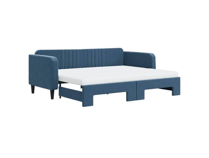 vidaXL Gästebett Gästebett Tagesbett Ausziehbar mit Matratzen Blau 90x200 cm Samt Bett, blau von vidaXL