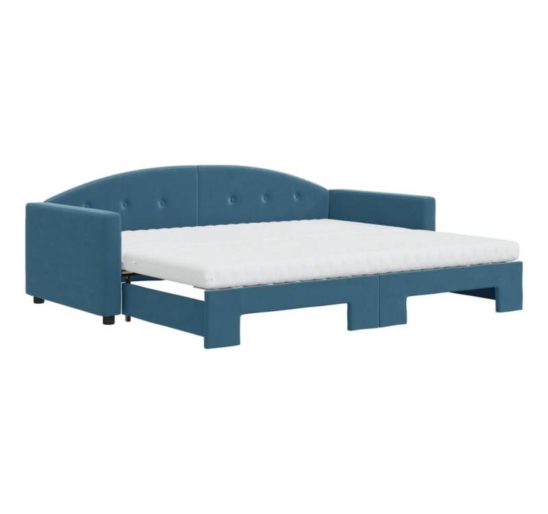 vidaXL Gästebett Gästebett Tagesbett Ausziehbar mit Matratzen Blau 90x200 cm Samt Bett von vidaXL