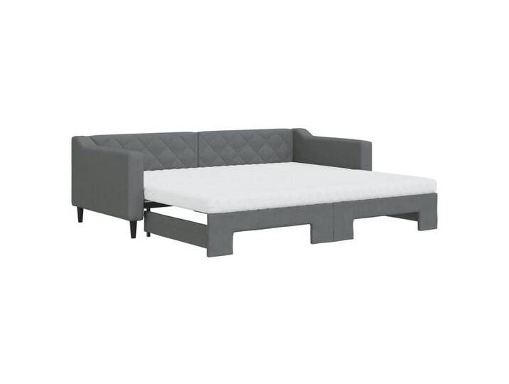 vidaXL Gästebett Gästebett Tagesbett Ausziehbar mit Matratzen Dunkelgrau 90x200 cm Stof, grau von vidaXL