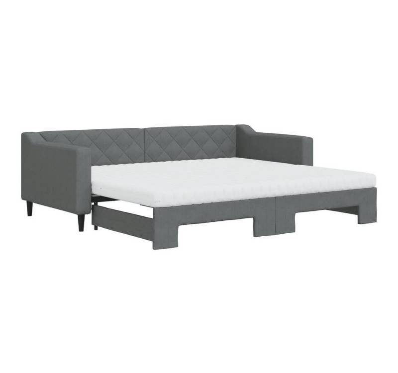 vidaXL Gästebett Gästebett Tagesbett Ausziehbar mit Matratzen Dunkelgrau 90x200 cm Stof von vidaXL