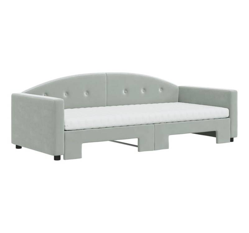 vidaXL Gästebett Gästebett Tagesbett Ausziehbar mit Matratzen Hellgrau 90x200 cm Samt B von vidaXL
