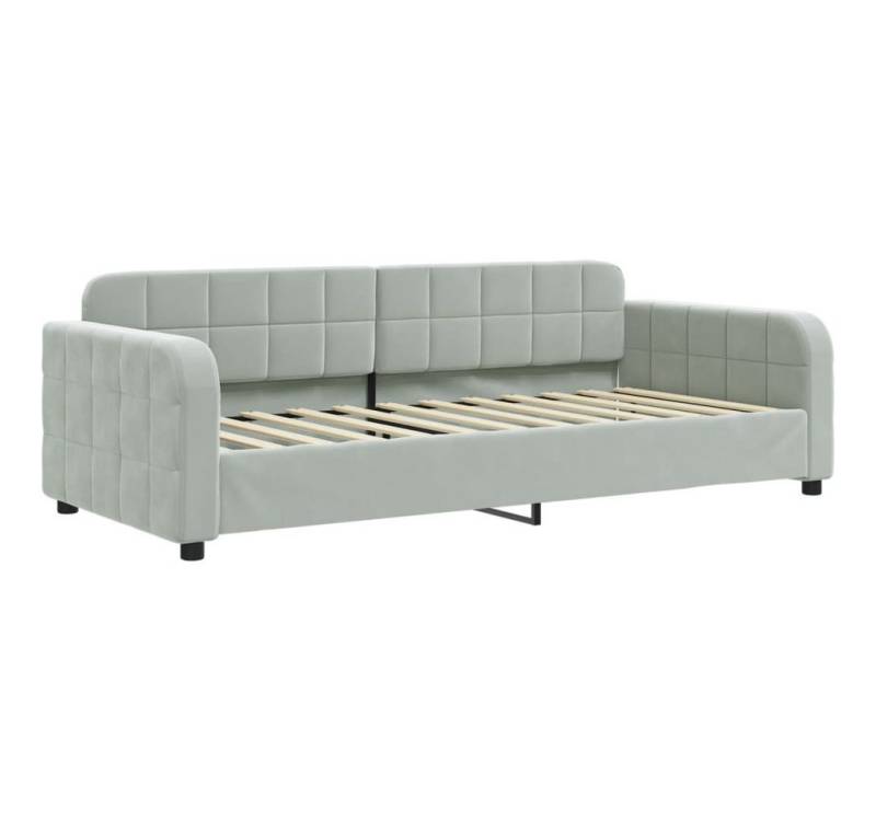 vidaXL Gästebett Gästebett Tagesbett Ausziehbar mit Matratzen Hellgrau 90x200 cm Samt B von vidaXL