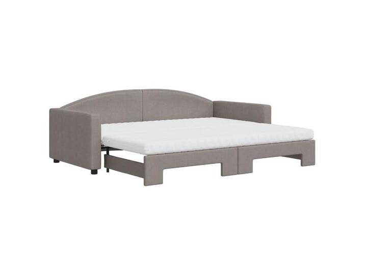 vidaXL Gästebett Gästebett Tagesbett Ausziehbar mit Matratzen Taupe 90x200 cm Stoff Bet, grau von vidaXL