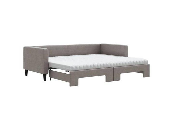 vidaXL Gästebett Gästebett Tagesbett Ausziehbar mit Matratzen Taupe 90x200 cm Stoff Bet, grau von vidaXL