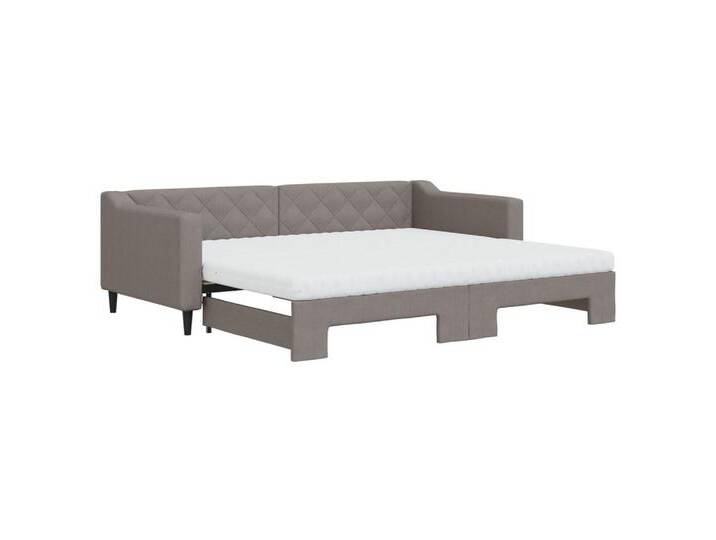 vidaXL Gästebett Gästebett Tagesbett Ausziehbar mit Matratzen Taupe 90x200 cm Stoff Bet, grau von vidaXL