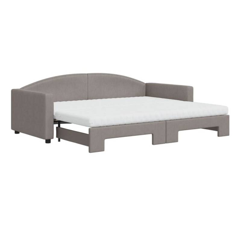 vidaXL Gästebett Gästebett Tagesbett Ausziehbar mit Matratzen Taupe 90x200 cm Stoff Bet von vidaXL