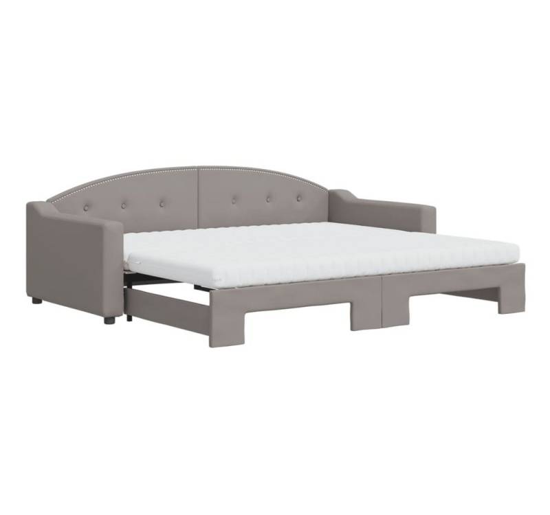 vidaXL Gästebett Gästebett Tagesbett Ausziehbar mit Matratzen Taupe 90x200 cm Stoff Bet von vidaXL