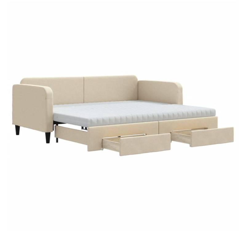 vidaXL Gästebett Gästebett Tagesbett Ausziehbar mit Schubladen Creme 90x200 cm Stoff Be von vidaXL