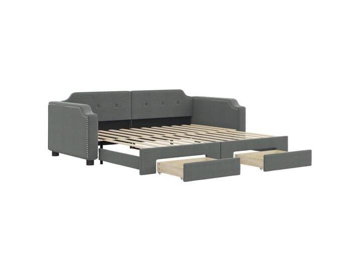 vidaXL Gästebett Gästebett Tagesbett Ausziehbar mit Schubladen Dunkelgrau 90x200 cm Sto, grau von vidaXL