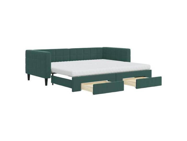 vidaXL Gästebett Gästebett Tagesbett Ausziehbar mit Schubladen Dunkelgrün 90x200 cm Sam, grün von vidaXL