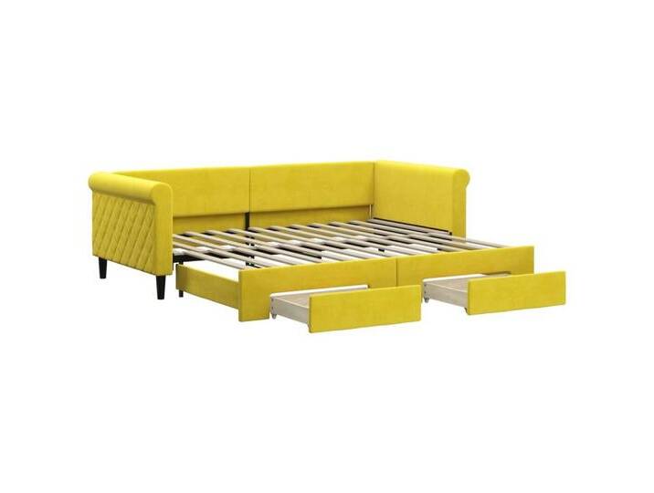vidaXL Gästebett Gästebett Tagesbett Ausziehbar mit Schubladen Gelb 90x200 cm Samt Bett, gelb von vidaXL