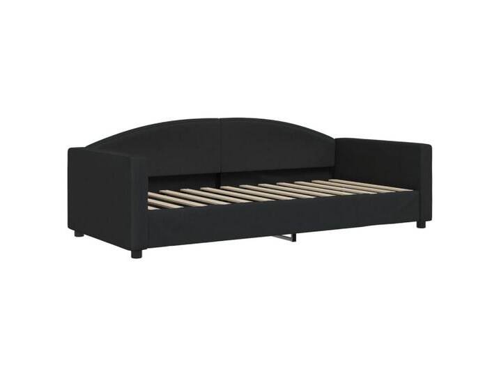 vidaXL Gästebett Gästebett Tagesbett Ausziehbar mit Schubladen Schwarz 90x200 cm Stoff, schwarz von vidaXL