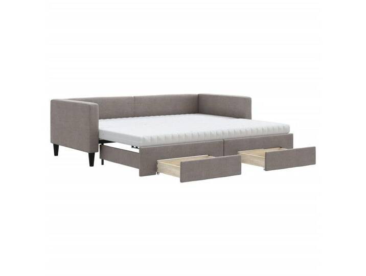 vidaXL Gästebett Gästebett Tagesbett Ausziehbar mit Schubladen Taupe 90x200 cm Stoff Be, grau von vidaXL
