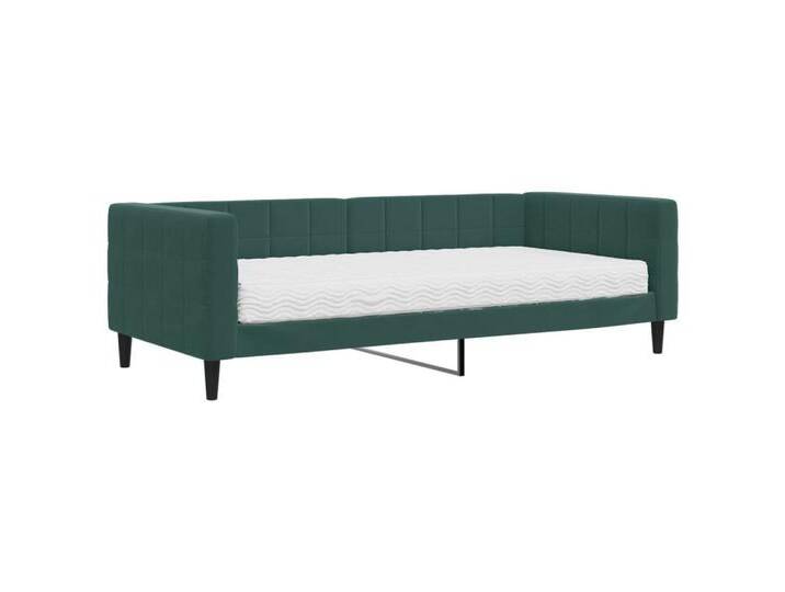 vidaXL Gästebett Gästebett Tagesbett mit Matratze Dunkelgrün 90x200 cm Samt Bett Bettge, grün von vidaXL