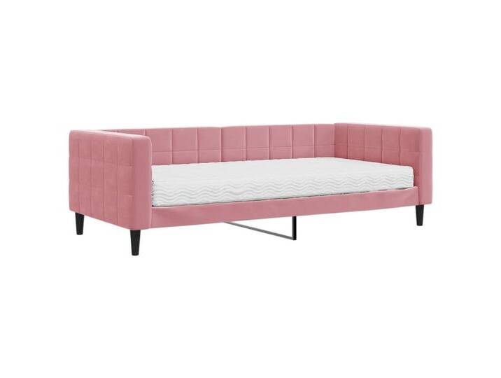 vidaXL Gästebett Gästebett Tagesbett mit Matratze Rosa 90x200 cm Samt Bett Bettgestell, rosa von vidaXL