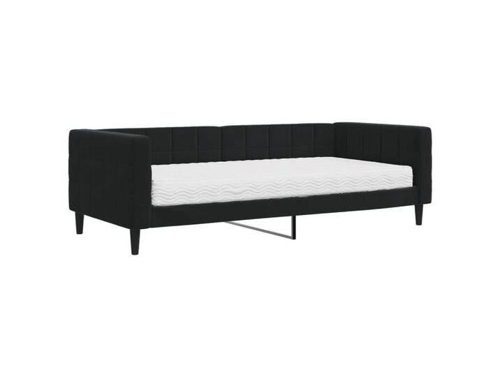 vidaXL Gästebett Gästebett Tagesbett mit Matratze Schwarz 90x200 cm Samt Bett Bettgeste, schwarz von vidaXL