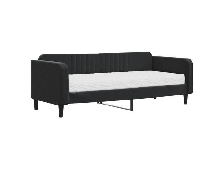 vidaXL Gästebett Gästebett Tagesbett mit Matratze Schwarz 90x200 cm Samt Bett Bettgeste, schwarz von vidaXL