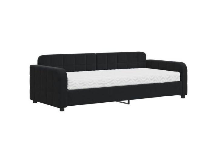 vidaXL Gästebett Gästebett Tagesbett mit Matratze Schwarz 90x200 cm Samt Bett Bettgeste, schwarz von vidaXL