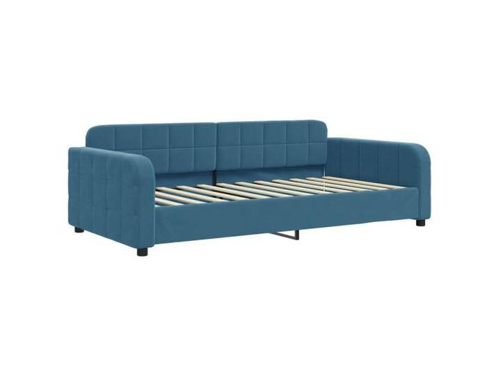 vidaXL Gästebett Gästebett Tagesbett mit Rollbett und Schubladen Blau 90x200 cm Samt Be, blau von vidaXL