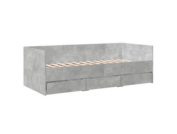 vidaXL Gästebett Gästebett Tagesbett mit Schubladen Betongrau 90x200 cm Spanplatte Bett, grau von vidaXL