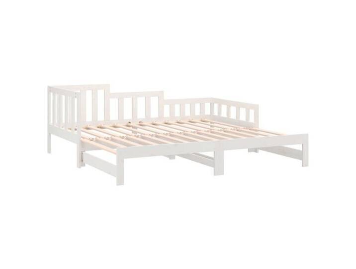 vidaXL Gästebett Tagesbett Ausziehbar Weiß 2x90x200 cm Massivholz Kiefer Bett Bettgeste, weiß von vidaXL