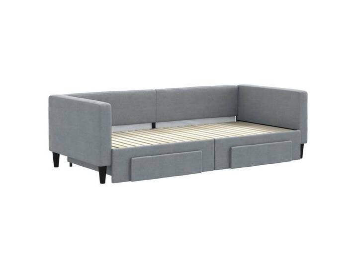 vidaXL Gästebett Tagesbett Ausziehbar mit Schubladen Hellgrau 90x200 cm Stoff Gästebett, grau von vidaXL