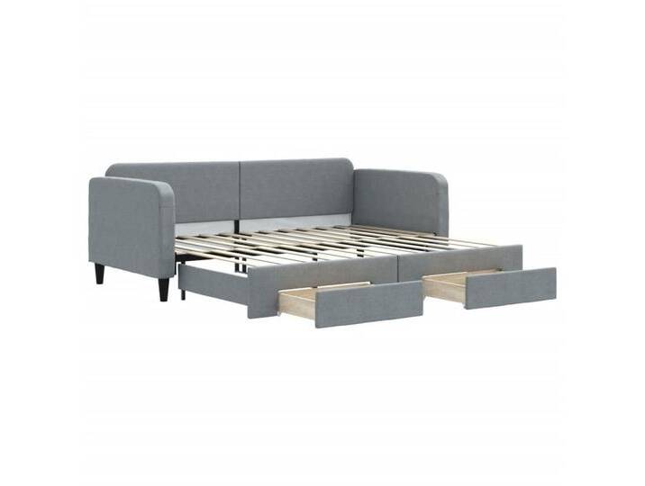 vidaXL Gästebett Tagesbett Ausziehbar mit Schubladen Hellgrau 90x200 cm Stoff Gästebett, grau von vidaXL