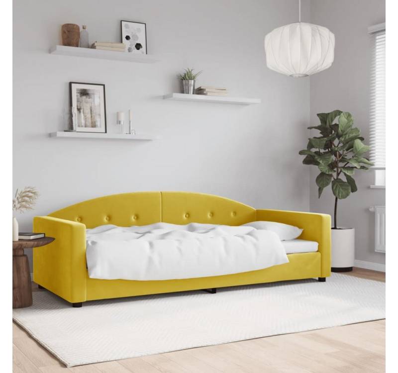 vidaXL Gästebett Tagesbett Gelb 90x200 cm Samt Gästebett Gästecouch Gästesofa Bett Bett von vidaXL