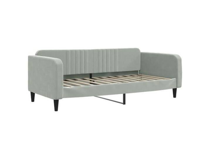 vidaXL Gästebett Tagesbett Hellgrau 90x200 cm Samt Gästebett Gästecouch Gästesofa Bett, grau von vidaXL