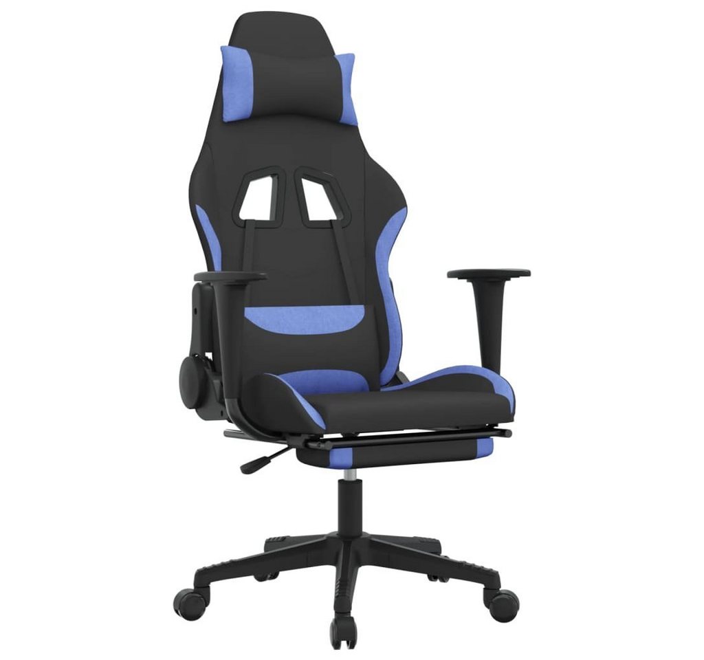 vidaXL Gaming-Stuhl Gaming-Stuhl mit Fußstütze Schwarz und Blau Stoff (1 St) von vidaXL