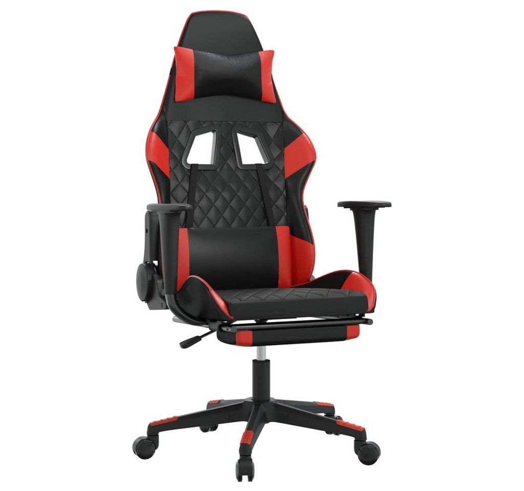vidaXL Gaming-Stuhl Gaming-Stuhl mit Massage & Fußstütze Schwarz & Rot Kunstleder (1 St) von vidaXL