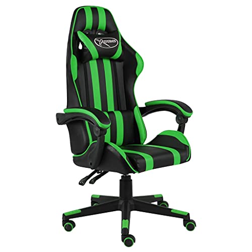 vidaXL Gaming Stuhl Höhenverstellbar Schreibtischstuhl Bürostuhl Chefsessel Drehstuhl Racing Sportsitz Computerstuhl Schwarz Grün Kunstleder von vidaXL