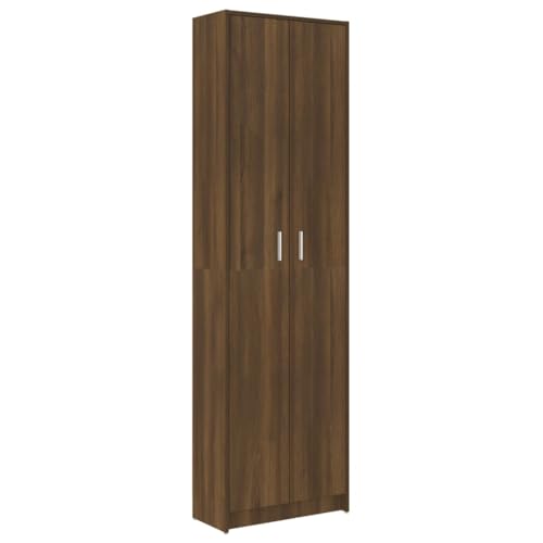 vidaXL Garderobenschrank, Kleiderschrank mit viel Stauraum, Highboard für Schlafzimmer Wohnzimmer, Hochschrank Schrank, Braun Eiche-Optik Holzwerkstoff von vidaXL