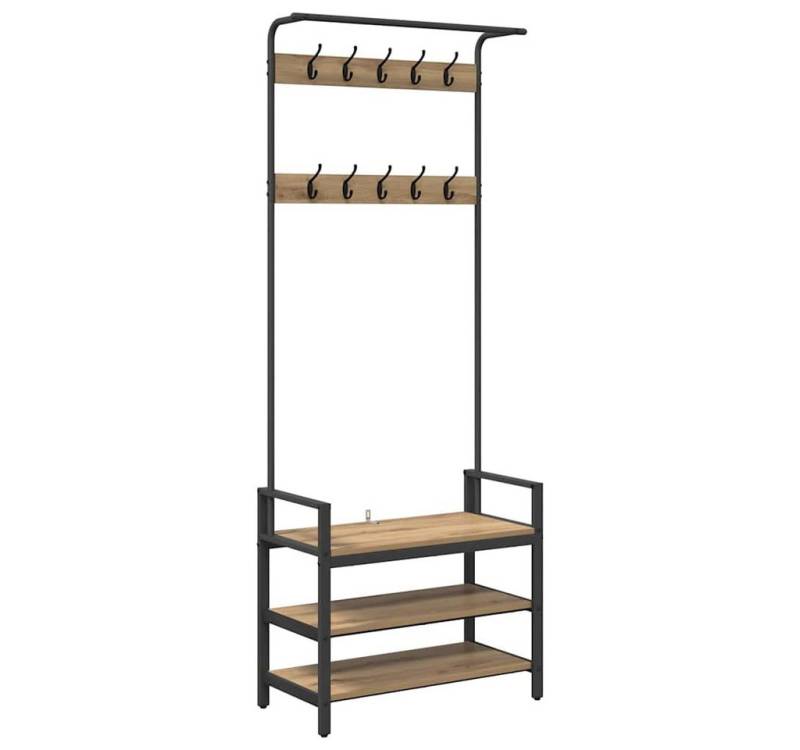 vidaXL Garderobenständer Kleiderständer mit Regal Eiche handwerklich 75 x 34 x 184 cm, (1 St) von vidaXL