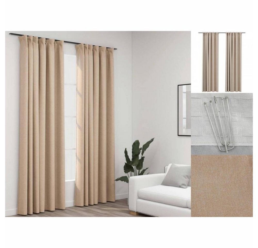 vidaXL Gardine Gardinen Verdunkelungsvorhänge Haken Leinenoptik 2 Stk Beige 140x245 c, Ösen vidaXL Gardine Gardinen Verdunkelungsvorhänge Haken Leinenoptik 2 Stk Beige 140x245 c, Ösen von vidaXL