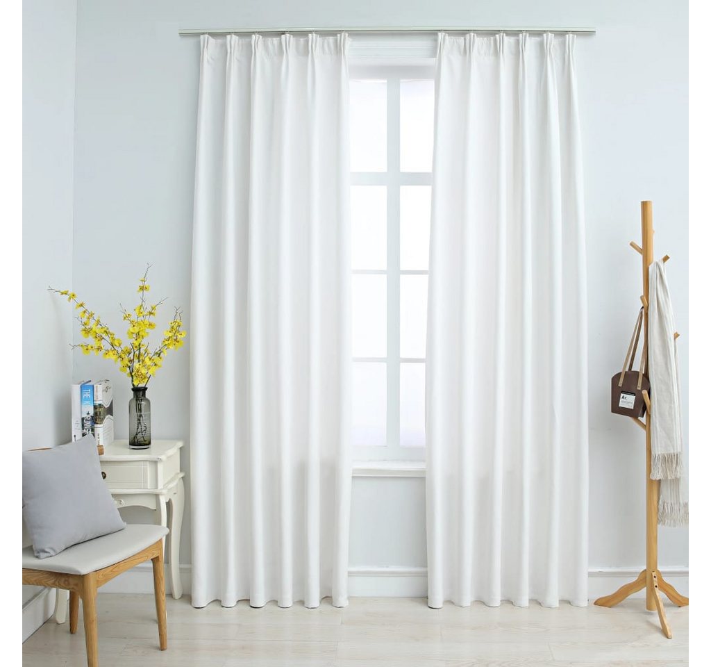 vidaXL Gardine Verdunkelungsvorhänge mit Haken 2 Stk Grauweiß 140x175 cm vidaXL Gardine Verdunkelungsvorhänge mit Haken 2 Stk Grauweiß 140x175 cm von vidaXL