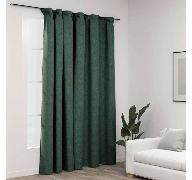 vidaXL Gardine Verdunkelungsvorhang mit Haken Leinenoptik Grün 290x245 cm von vidaXL