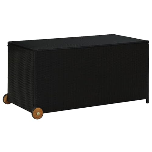 vidaXL Garten Aufbewahrungsbox Auflagenbox Gartentruhe Kissenbox Gartenbox Kissentruhe Auflagenkiste Schwarz 120x65x61cm Poly Rattan von vidaXL