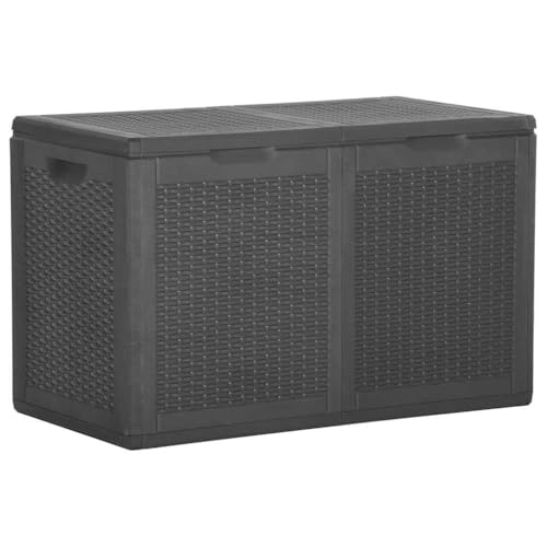 vidaXL Garten Aufbewahrungsbox Kissenbox Auflagenbox Gartenbox Gartentruhe Kissentruhe Gerätetruhe Kiste Box Mehrzwecktruhe 180L Schwarz PP Rattan von vidaXL
