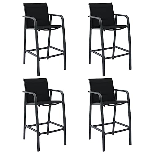 vidaXL Garten-Barstühle 4 STK. Schwarz Textilene von vidaXL