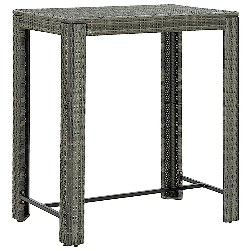 vidaXL Garten Bartisch Gartentisch Stehtisch Bistrotisch Partytisch Balkontisch Terrassentisch Gartenmöbel Grau 100x60,5x110,5cm Poly Rattan von vidaXL