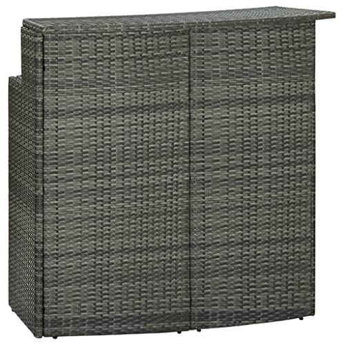 vidaXL Garten Bartisch Stehtisch Partytisch Gartentheke Gartenbar Theke Bar Tresen Terrassentisch Bistrotisch Grau 120x55x110cm Poly Rattan von vidaXL